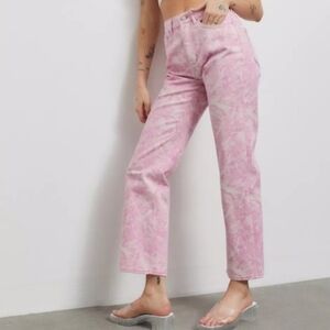 Urban Outfitters 90's Inspired Pink Cotton Cottagecore Straight Leg Cowboy Jeans